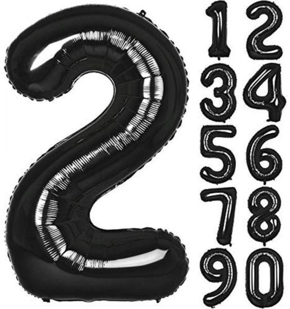 BLACK XL (86cm) Foil Number Balloons, with helium image 0